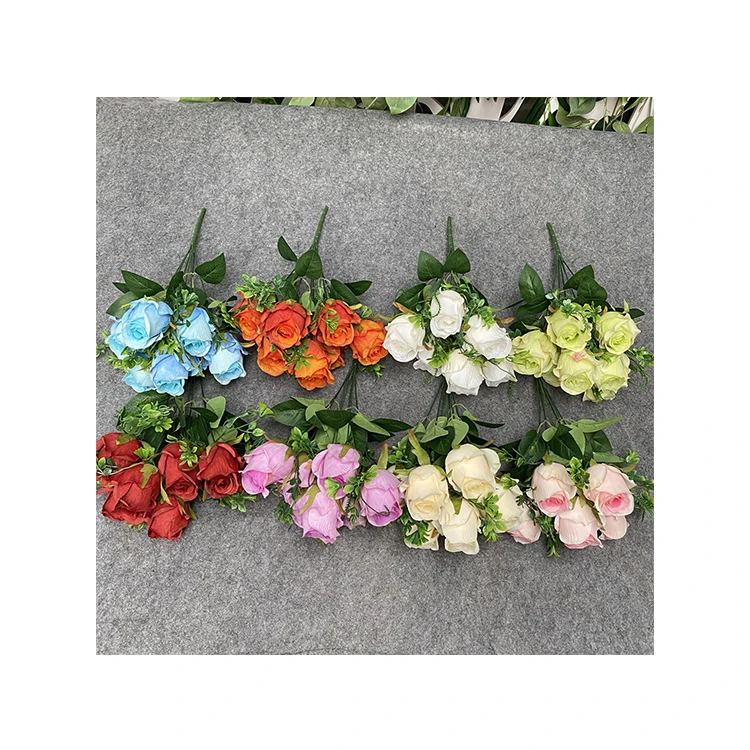 China Supplier  After Hand 7- Head Glue Fold Zixia Fairy rose Artificial Flower