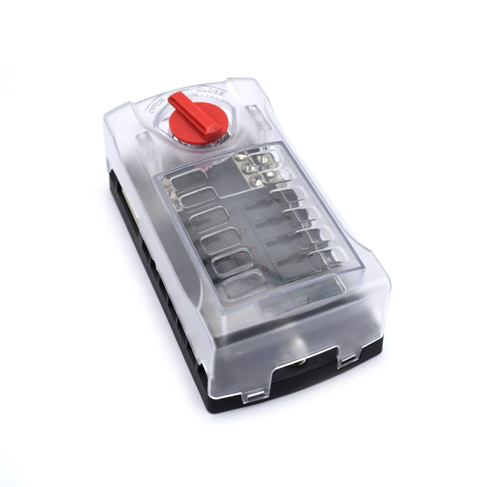 12 Way Fuse Box with LED Light and Rotating Cover