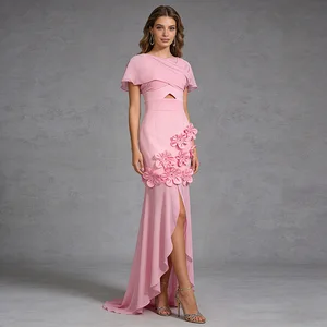 Bettergirl 2026 Ramadan Three dimensional flower patchwork sexy slit new year dress