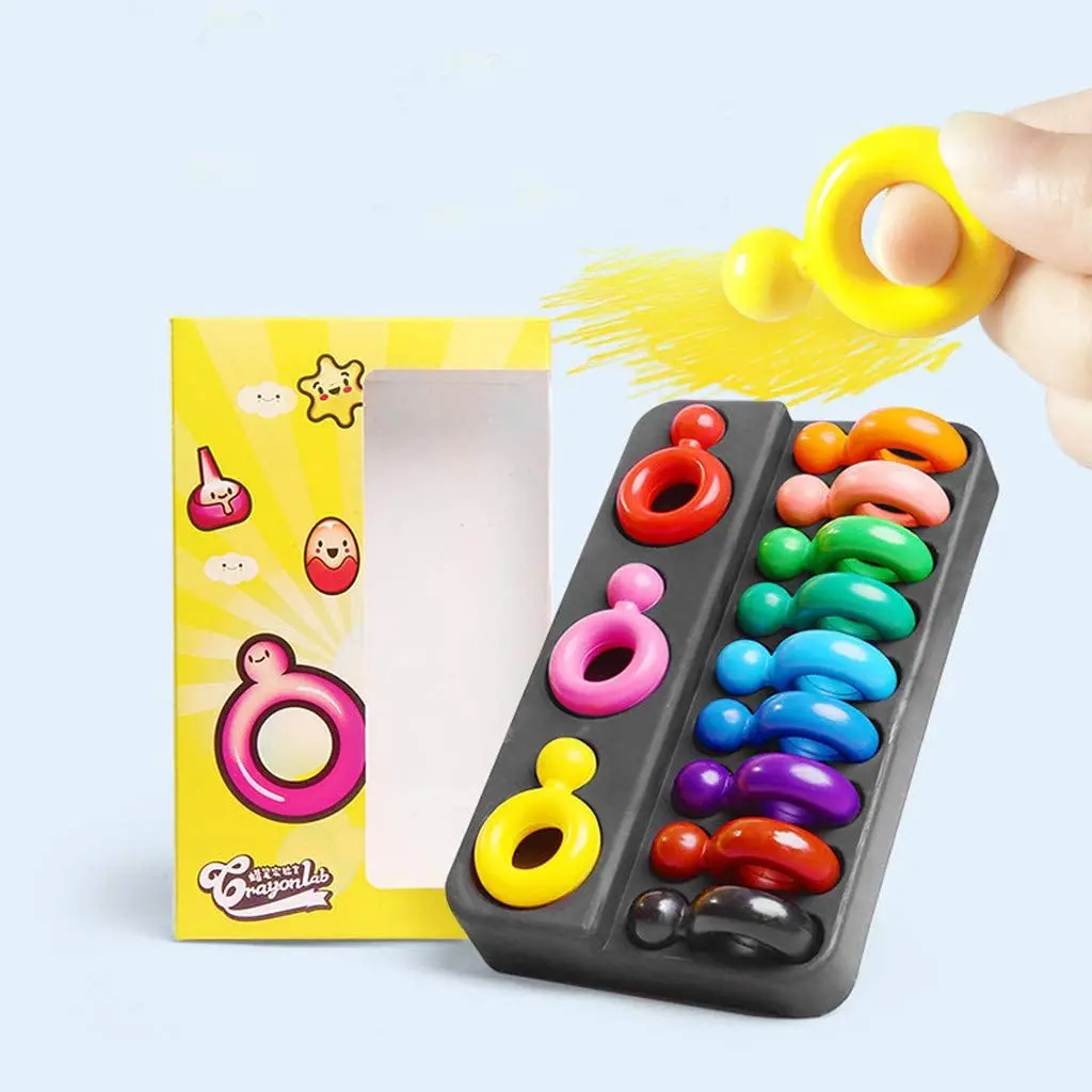 Edible Crayons Toddlers Fingers Ring Shaped Crayon 12 Colors