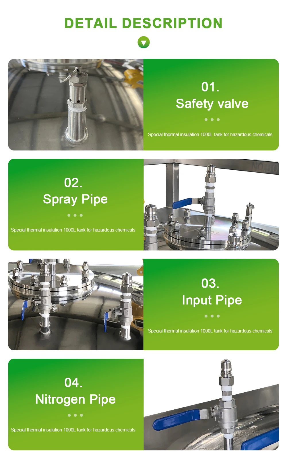 1000l Semiinsulated Pressure Vessel Chemical Storage Tank Stainless