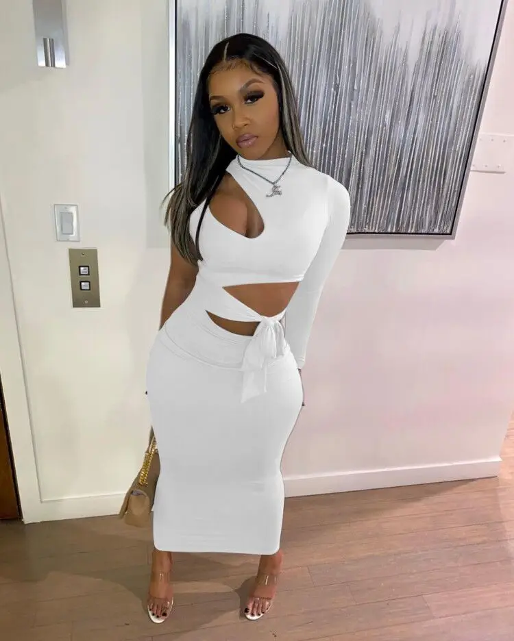 Women Cut Out Long Sleeve Bodycon Lady 