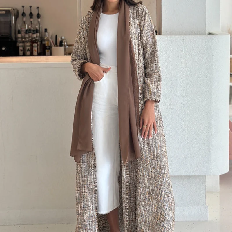 2025 vente en gros luxe dubaï Abaya Kimono marocain caftan ouvert - Main Image