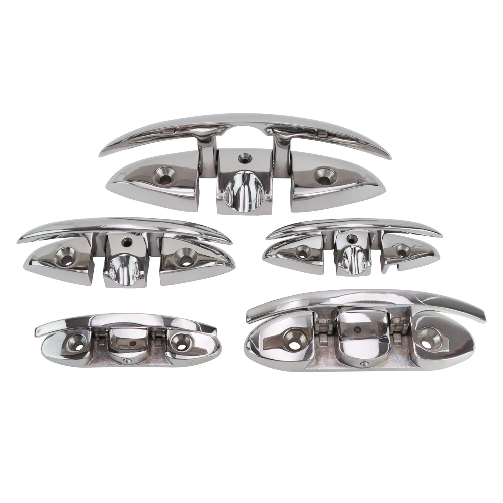 Acessórios de Montagem para Atracação Cunho para Convés de Barco em Aço Inoxidável 316 Dobrável Basculante Cunho Embutido para Cais Cunho para Amarração de Corda