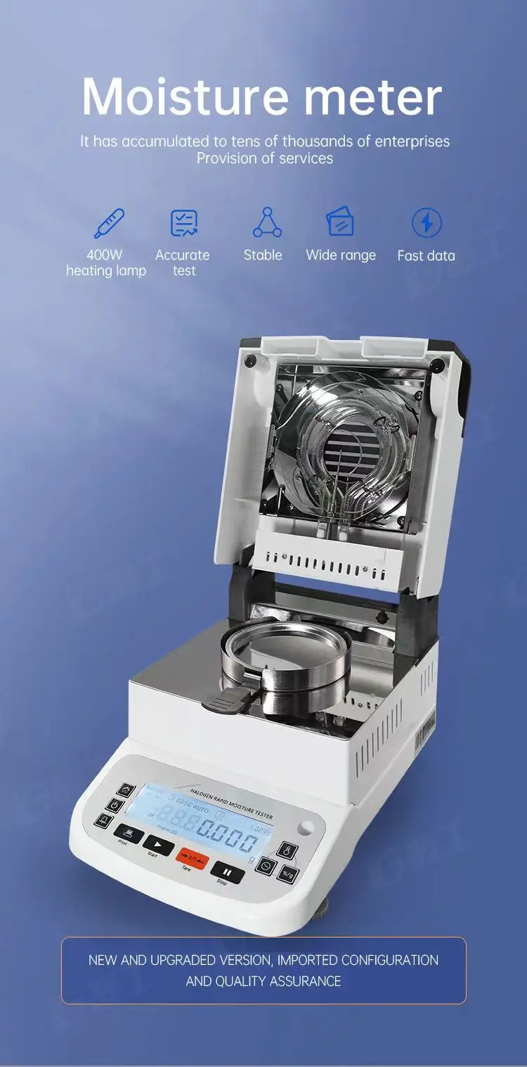 Lab Halogen Moisture Analyzer Touch Screen Plastics And Rubber Moisture Analyzer Humidity Tester