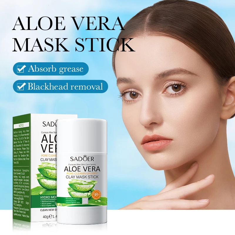 SADOER ALOE VERA Solid Facial Mask Stick Deep Cleaning Blackhead Acne Oil  Control Hydrating Face Mask Beauty Product