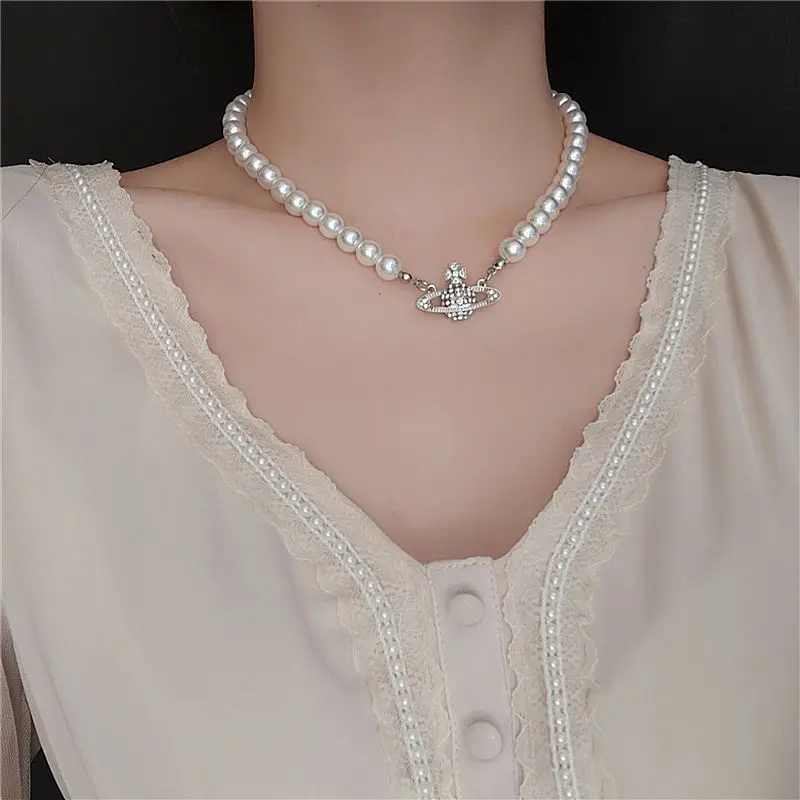 Fashion Planet Pearl Pendant Necklace 
