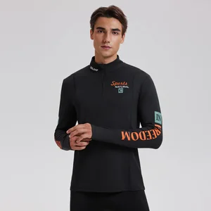 1/4 Zip Sweatshirt Custom logo Lightweight Long Sleeve Sports Shirt Uv protection Running Fitness Shirt for Men