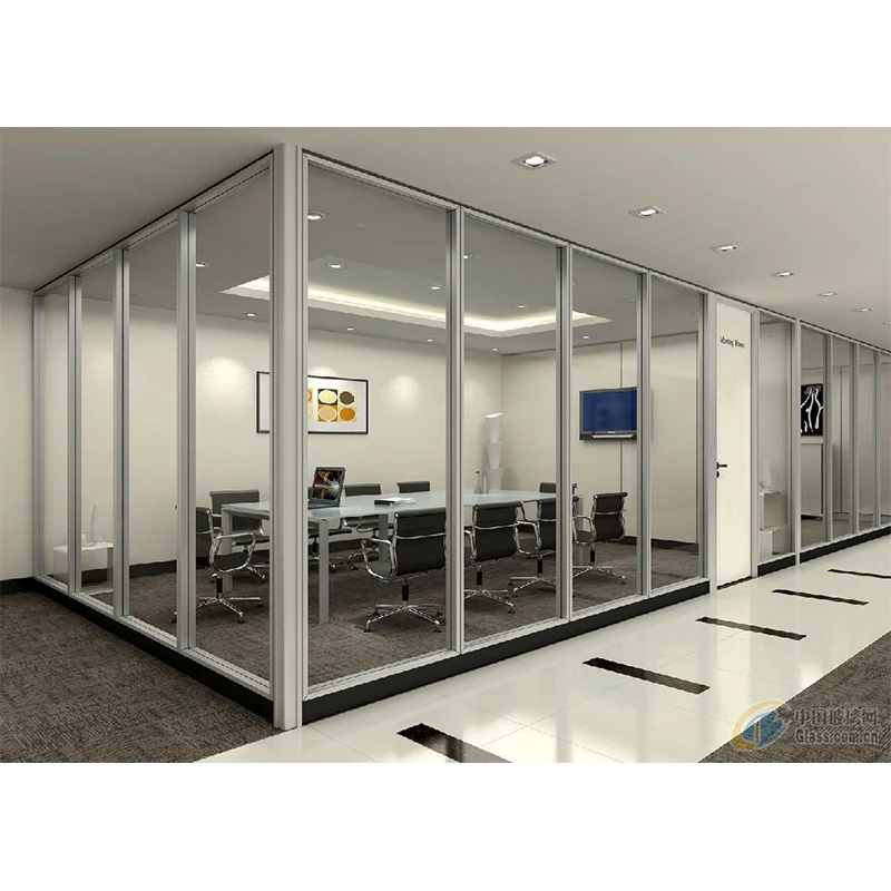 Panoramic Office Glass Partition Wall With Shutters and Doors Aluminum Sound Insulation for Office Furniture