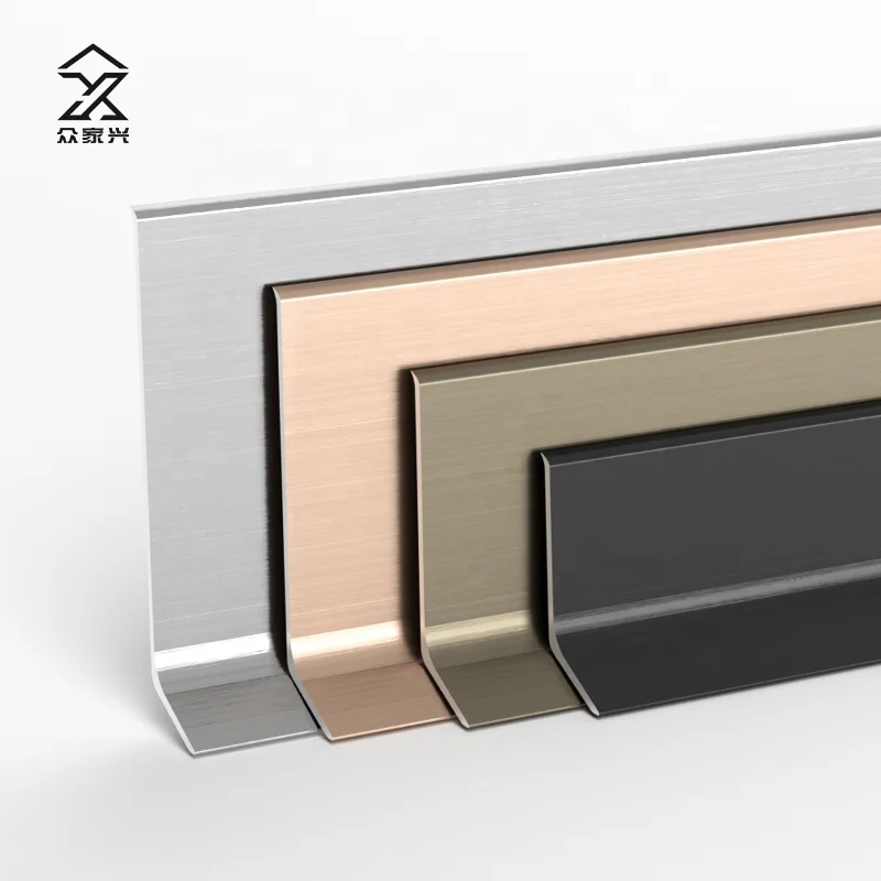 Flexible Black Golden Protector Corner Wall Floor Aluminum Alloy Edge Trim profile Skirting Board