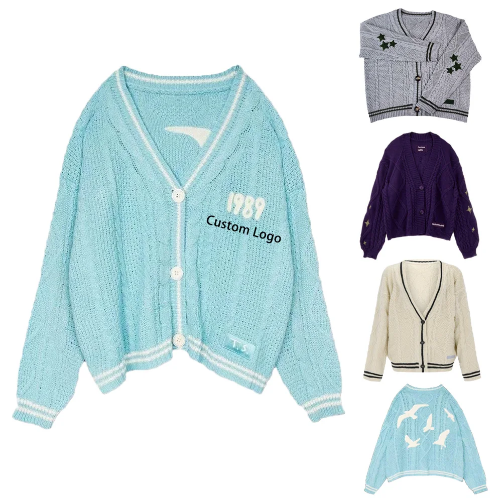 Custom Pattern Embroidery Garden Cardigan Sweater Fashion