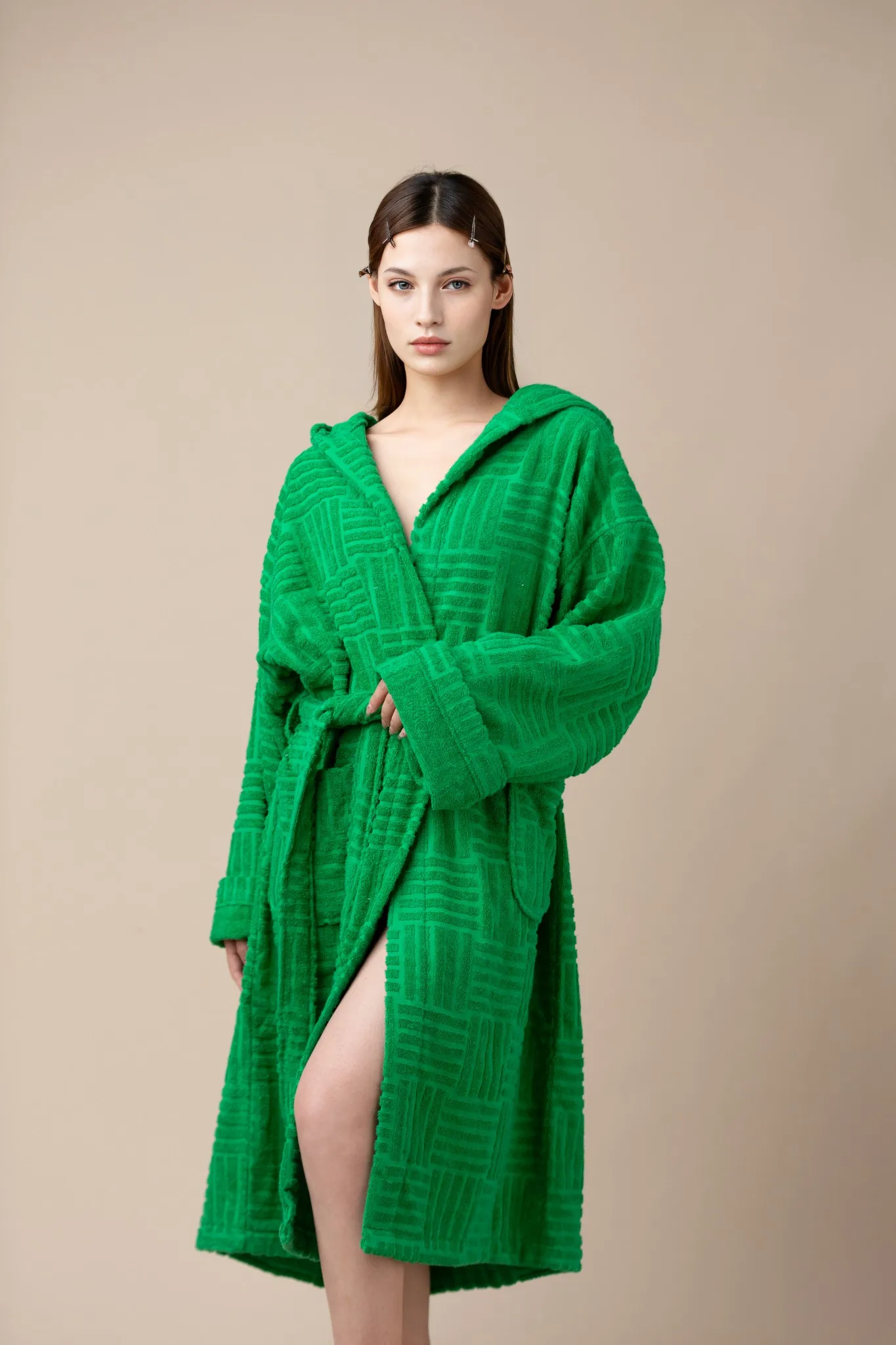 Long Sleeve Hotel Fabric Hood Terry Bathrobe Luxury Custom Logo 100cotton Kimono Weave Bath 