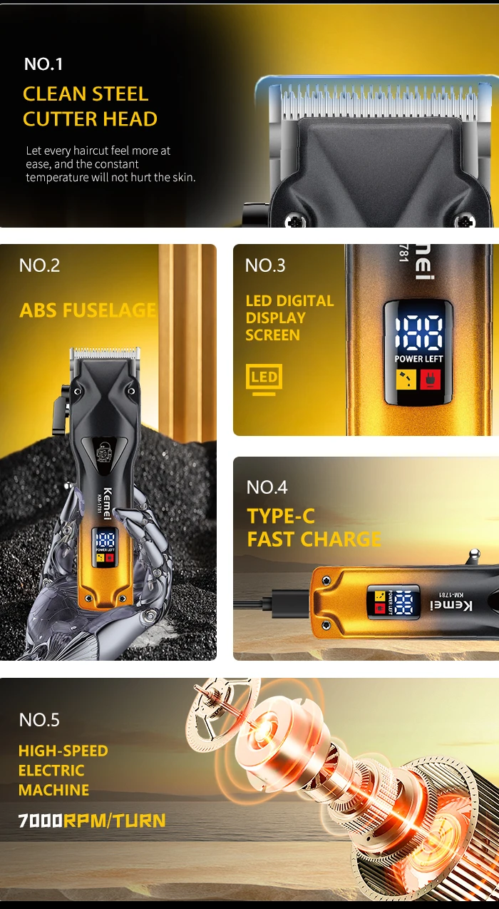 Kemei KM-1781 Professional Rechargeable Hair Trimmer description image 2