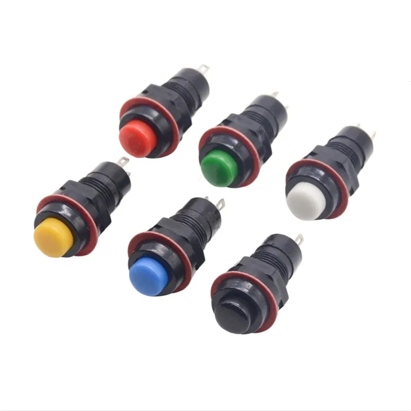 10 Pcs Red On-Off 10mm Self-Locking Push Button Switch DS-211 