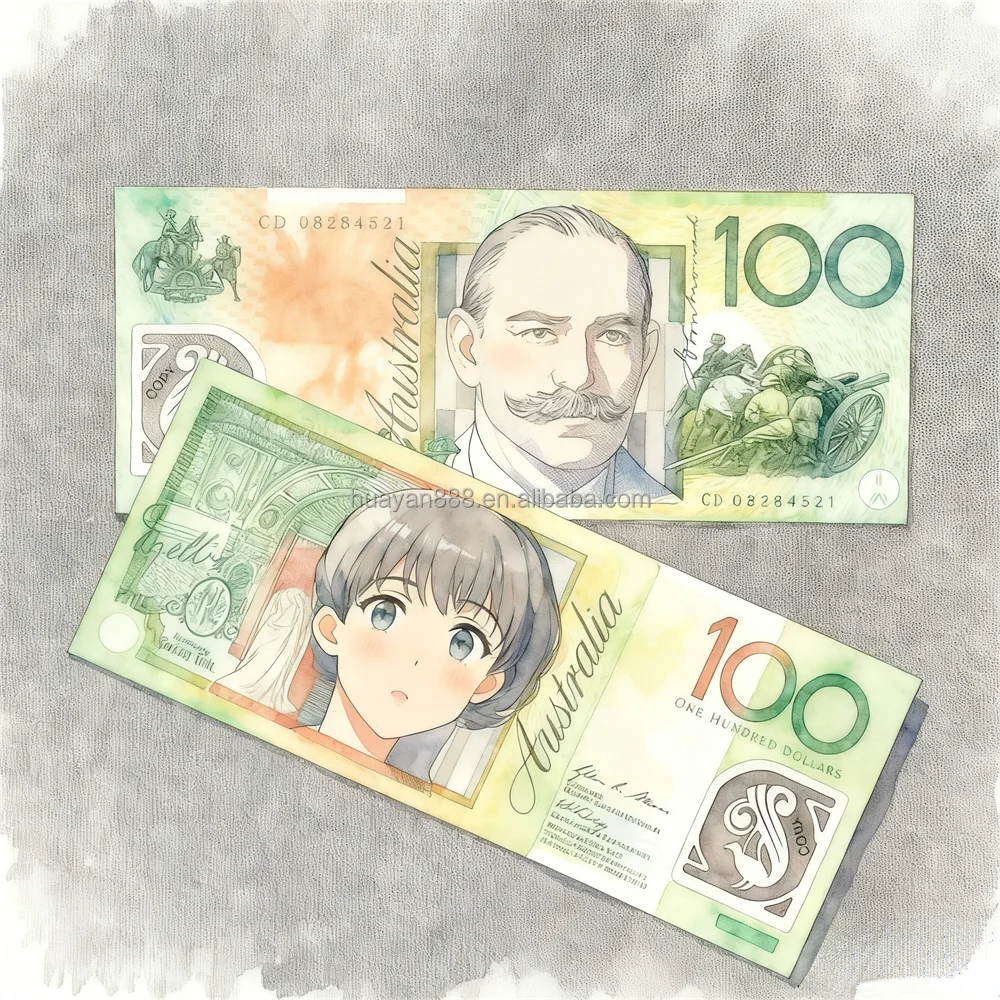 超薄聚合物澳元澳大利亚道具钱20 50 100美元逼真透明窗户耐用塑料圣诞感恩节