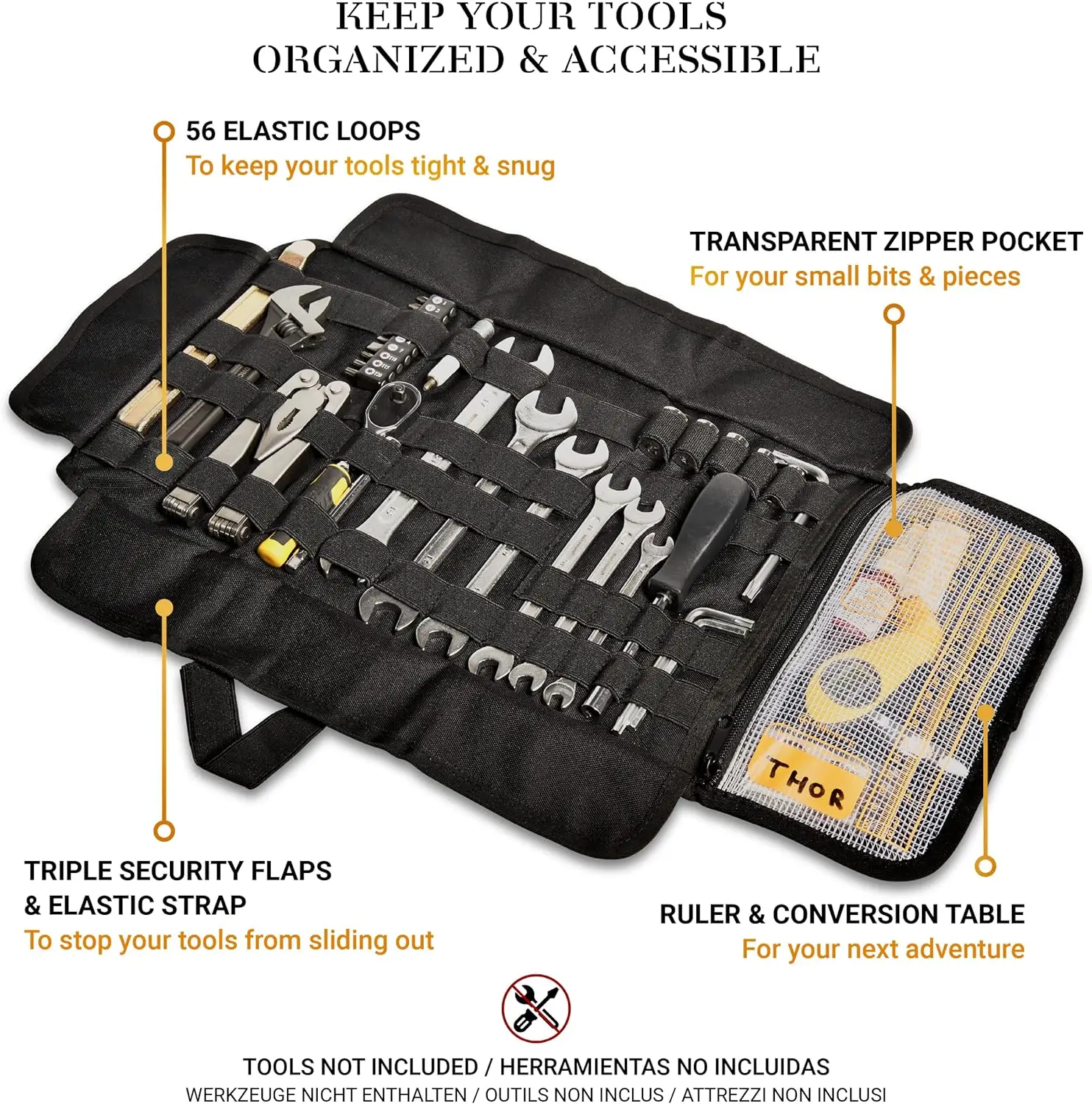 BSCI Factory Premium OEM Custom Motorcycle Wrench Roll up Organizer Pouch Wrap Tool Roll Outdoor Motor Bag