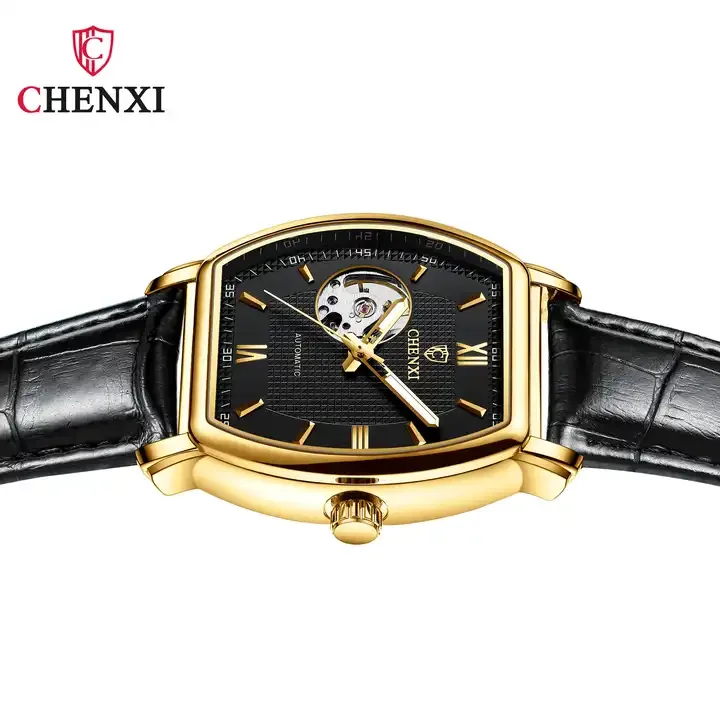 Chenxi 8815 Oval Case Mechanical Watches Men Leather Strap Wristwatch Tourbillon Automatic Mechanical Watch Relogio Masculino