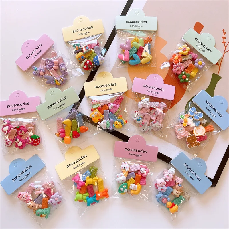 Корейская мода мини-размер Мультяшные заколки для волос красочные милые декоративные Детские аксессуары набор ежедневных шпильок