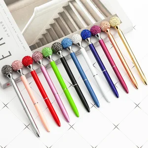 Color Large Diamond Twist Metal Ball Point Pen Selling Bulk Custom Manufacture Printed logo for Office Stationery Gift