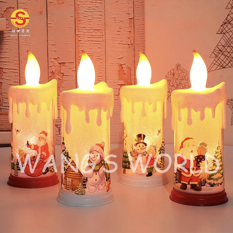 Snowman Santa Claus Led Electric Christmas Candle Light For Holiday