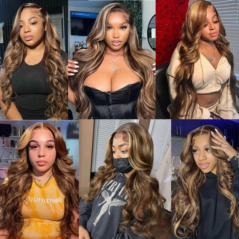 13x4 HD Lace Body Wave Perücke Echthaar Honigblond Lace Front Perücke_voghion.com