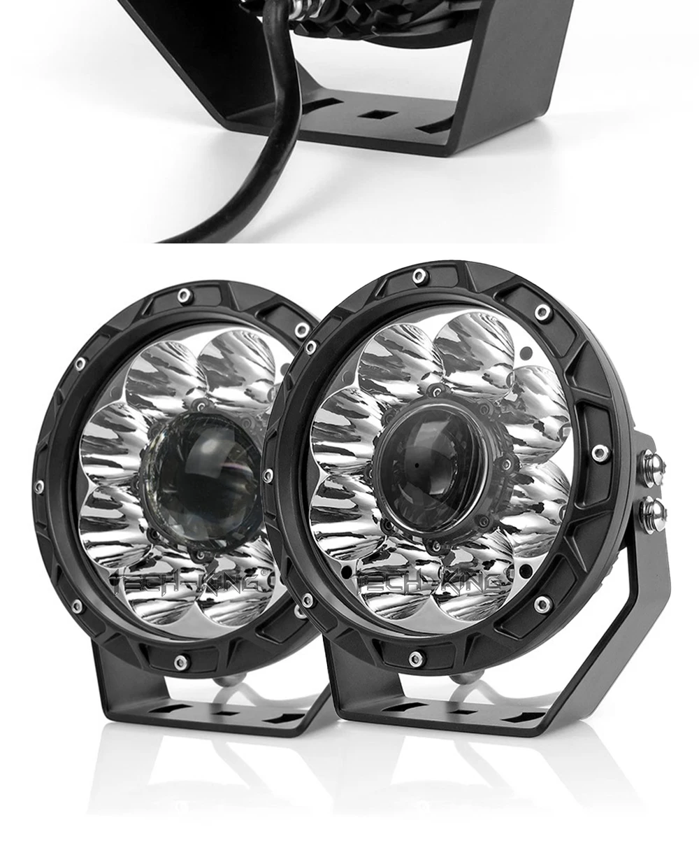 TECH-KING 7 inch led headlight 12V24V Super bright white car SUV ATV truck boats wrangler LED laser lens work light spot lights