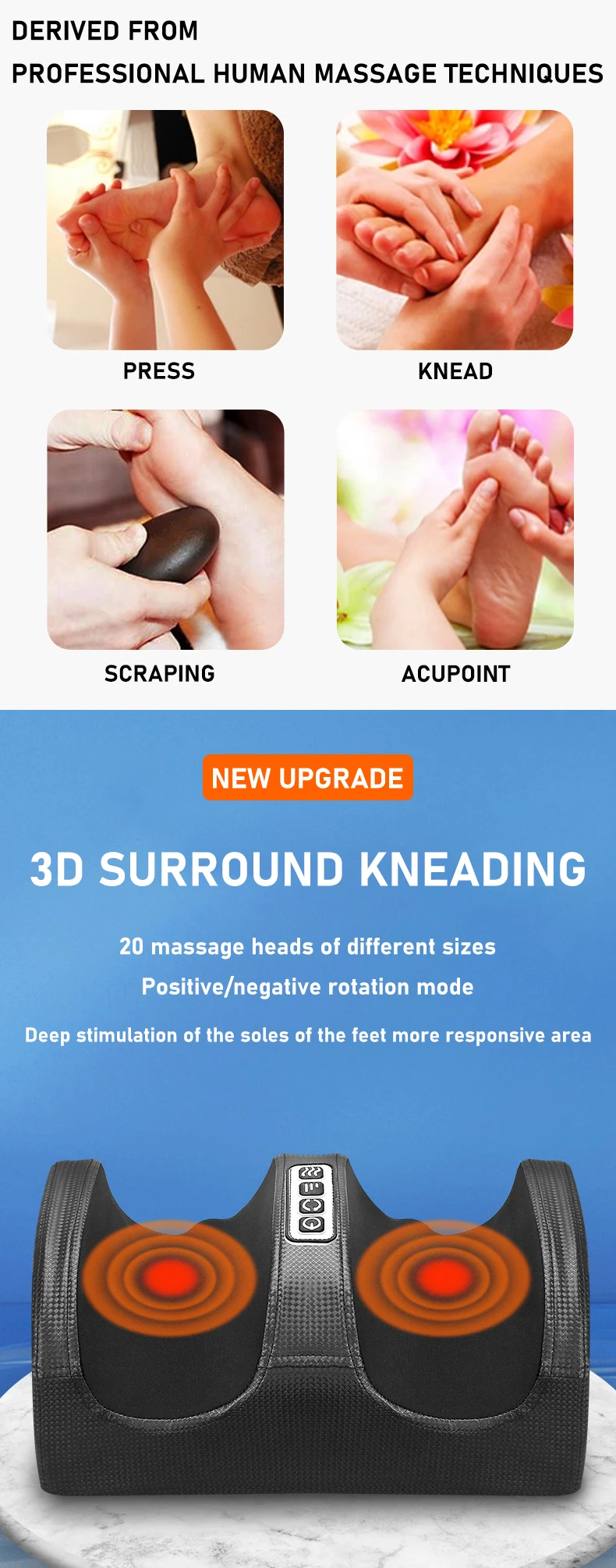 20 Massage Balls Acupoint Kneading Foot Blood Circulation Tisscare Shiatsu Vibrating Foot