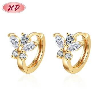 Buy Jewelry in Bulk Indian stylish Butterfly huggie earrings 18k gold plated AAA CZ jewellery wholesale earring for women