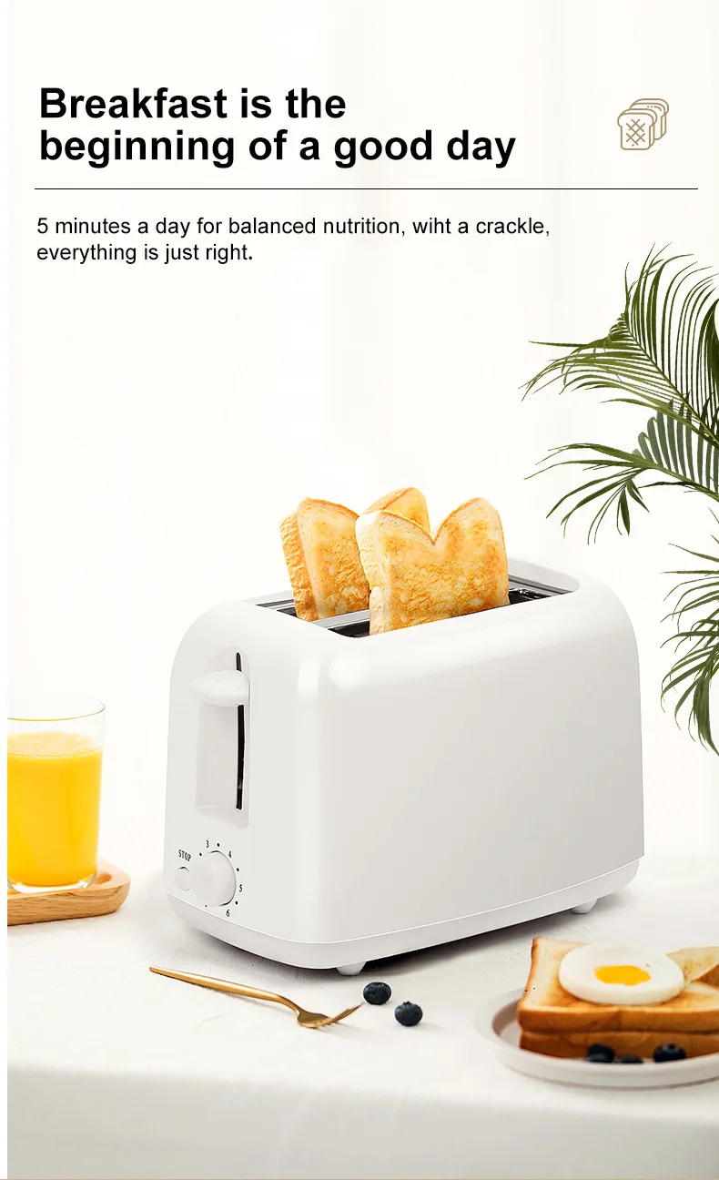 750w 2 Slice Bread Toasters 6 Gears Temperature Control Toaster