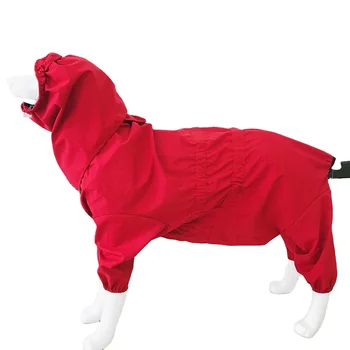 Four season coating waterproof four leg with hat personality designer S-5XL pet dog jumpsuit pet raincoat