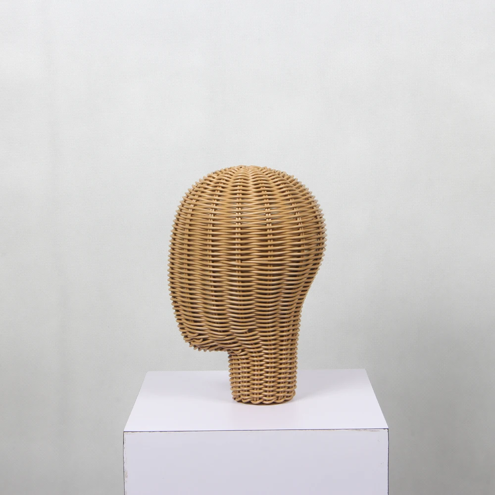 Long Hand Made Mannequin Head Long Hair Rattan Wig Stand hat Display Stand  Wig Head Stand Rattan Mannequin Head Wicker Mannequin 