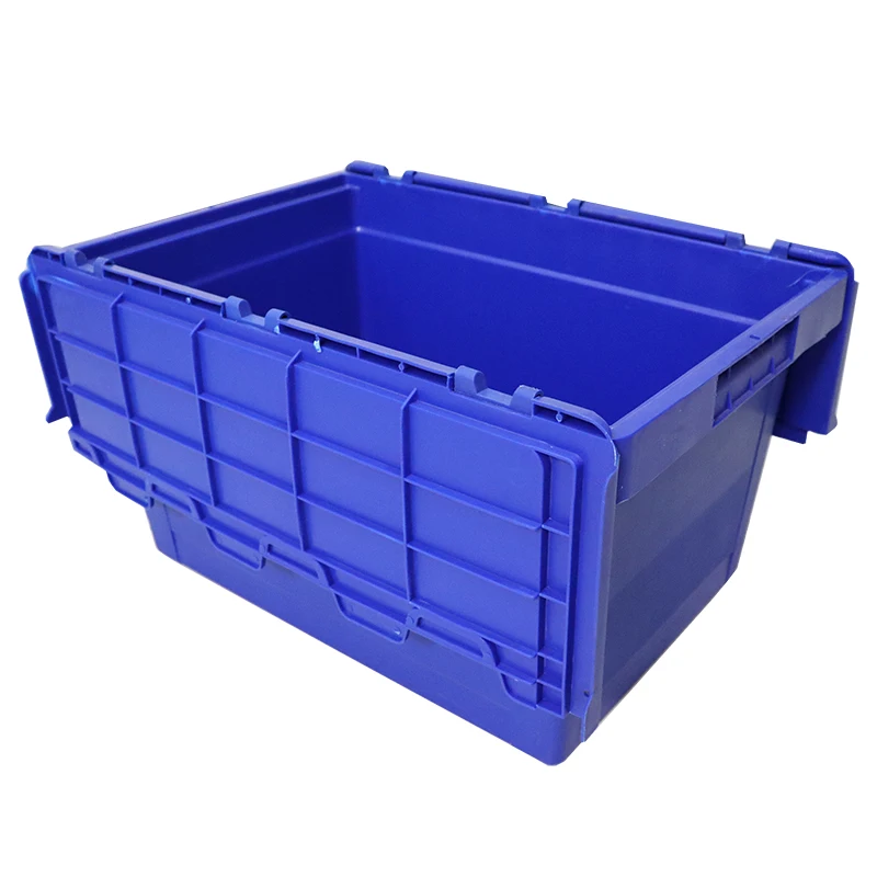 Blue Durable Plastic Crate Transport Logistic Box  Stackable and Nested Plastic Turnover Box With Lid
