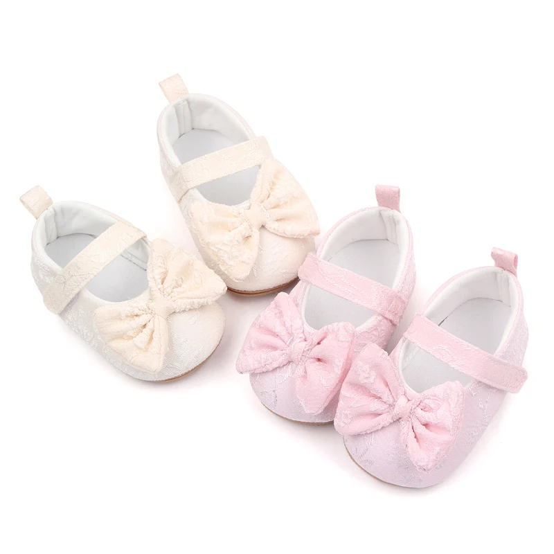 Spring and Autumn Embroidered Bow Soft Soled Non-slip Baby Toddler Shoes for Girls