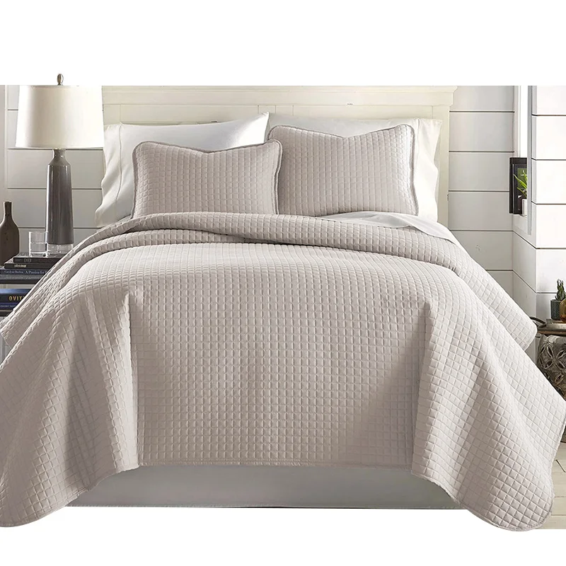 Premium Quality Oversized Bed Cover Quilting Washed Bone Color Cotton