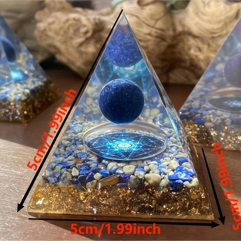 1pc Ogan Positive Energy Pyramid Desk Decoration Lapis Lazuli Pyramid
