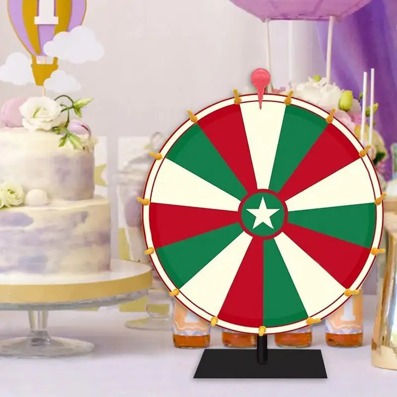 10/15 Slots Non-Slip Wood Wheel Prize Spinner Wheel of Fortune Game Stand for Party & Trade Show Prize Wheel Dice Type
