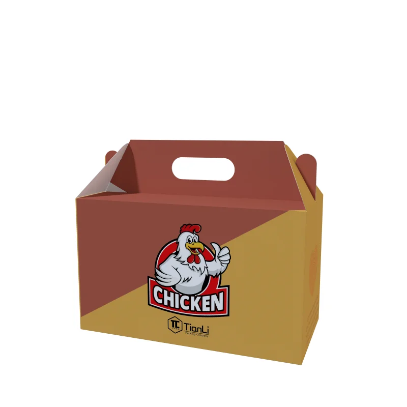تخصيص Flexography أخذ Kraft ورقة الصندوق القابل للتصرف تغليف الطعام والمشروبات صندوق دجاج مقلي سوشي طعام سريع مع مقبض