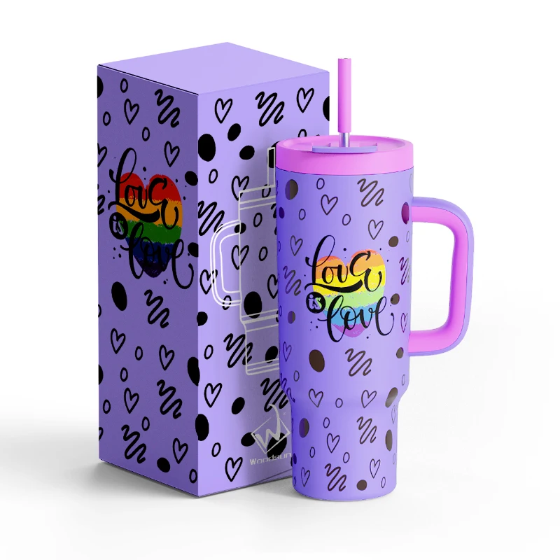 Fabrikant LGBT Roestvrijstalen tumbler met gelaserd logo, 40Oz, op maat gemaakt voor de Pride Parade