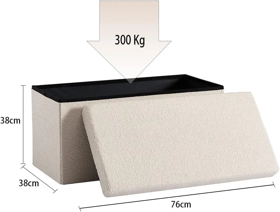 Modern Foldable Fabric Storage Ottoman Durable Wooden MDF Bench Seat for Home Living Room Outdoor Kitchen Entry