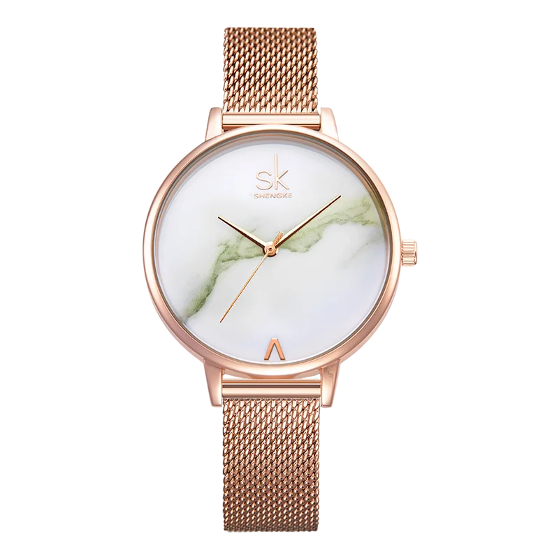 SK Women's Wrist Watch Rose Gold Contracted Alloy Mesh Strap Quartz Ladies  Watches China Manufacturer