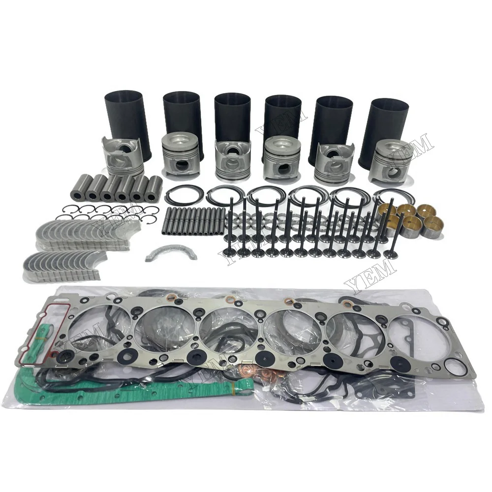 6HK1 Rebuild Overhaul Repair Kit With Valves Engine Bearings Cylinder Liner Piston Rings Full Gasket Kits for Isuzu