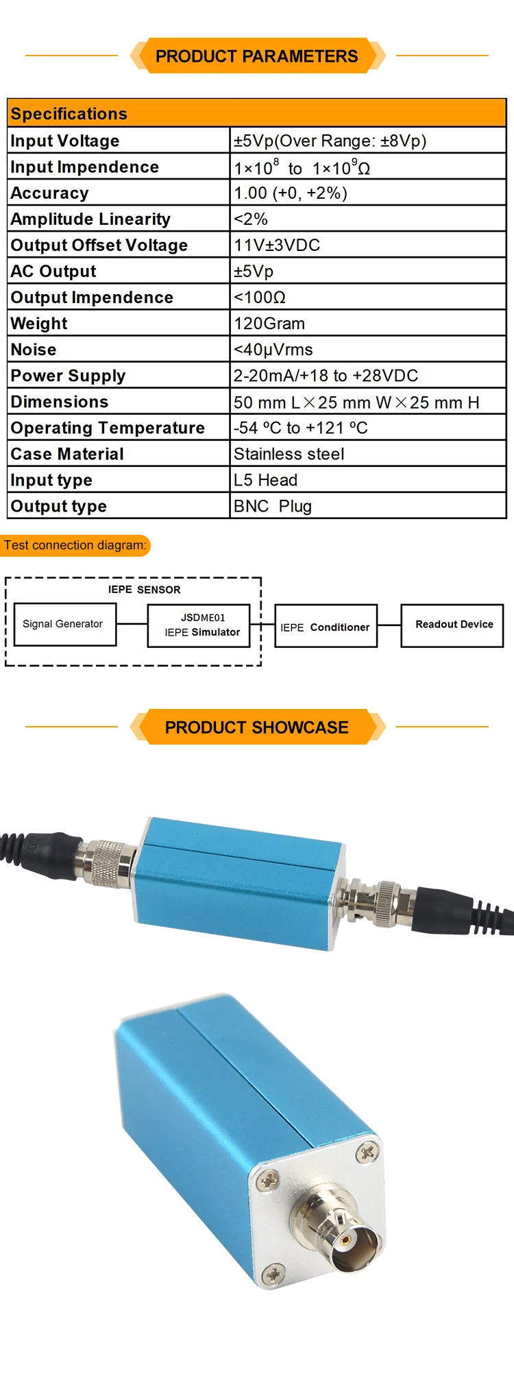 JSDME01 Sensor Simulator Iepe Simulator Constant Current Source Signal Conditioner Industrial High Precision Debugging manufacture