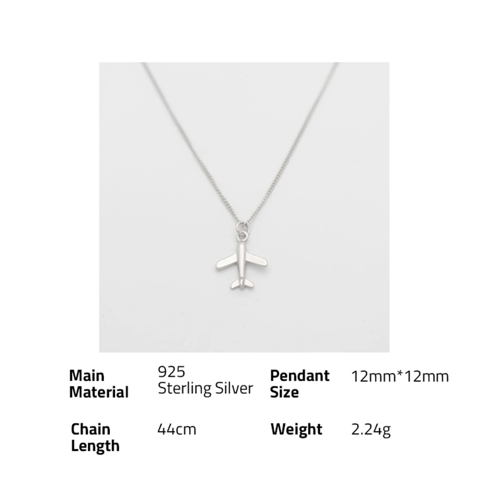 Wholesale Chris April fine jewelry minimalist925 sterling silver white gold  plated airplane pendant necklace From m.
