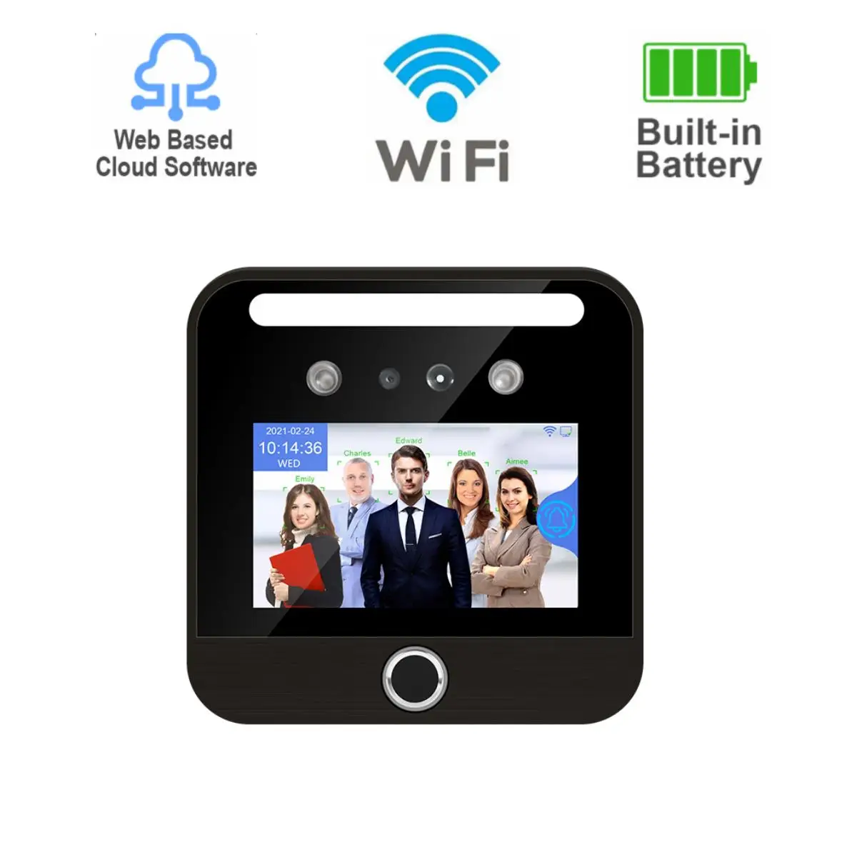 Smart Cloud SDK Backup Battery Face Recognition Attendance Machine Access Control System for Time Recording in Schools