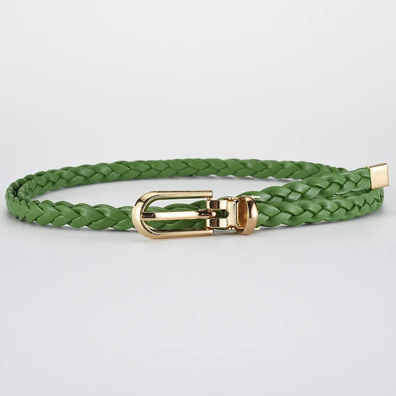 Новый стиль тонкий плетеный пояс из искусственной кожи цельный эластичный для платья по выгодной цене женщин