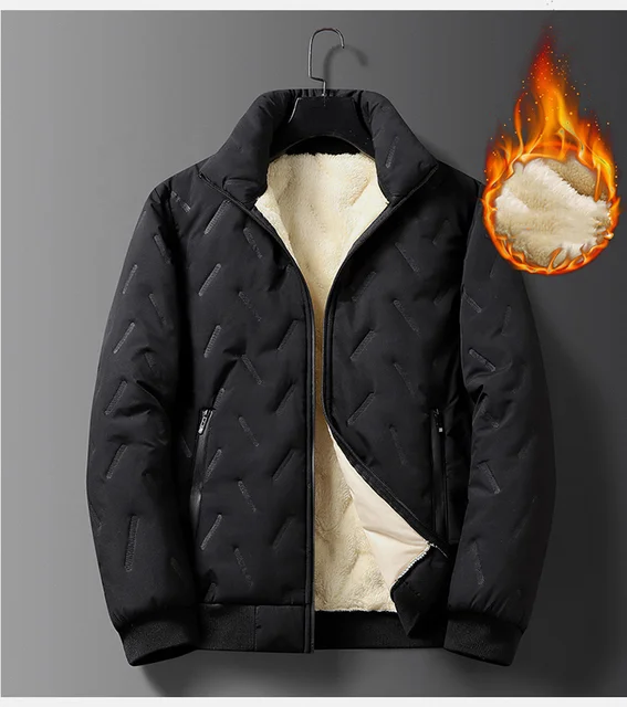 Winter cotton-padded jacket plus-size men's down padded jacket plus padded padded padded jacket with warm lapel padded jacket