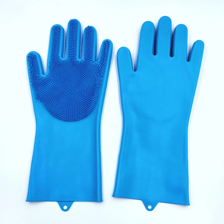 10 Paia Guanti Impermeabili Per Pulizie, Gomma Naturale Con Maniche Lunghe, Antiscivolo, Taglia L (8,5) - Blu
