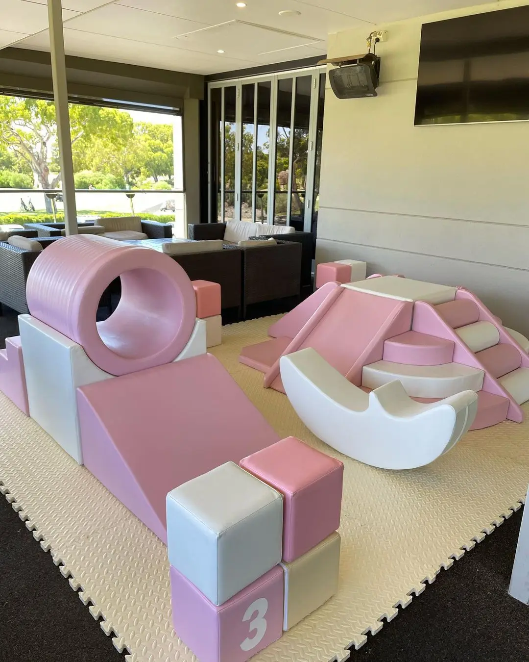 Pastel Soft Play Package For Party Rental Climbing Blocks Pink White