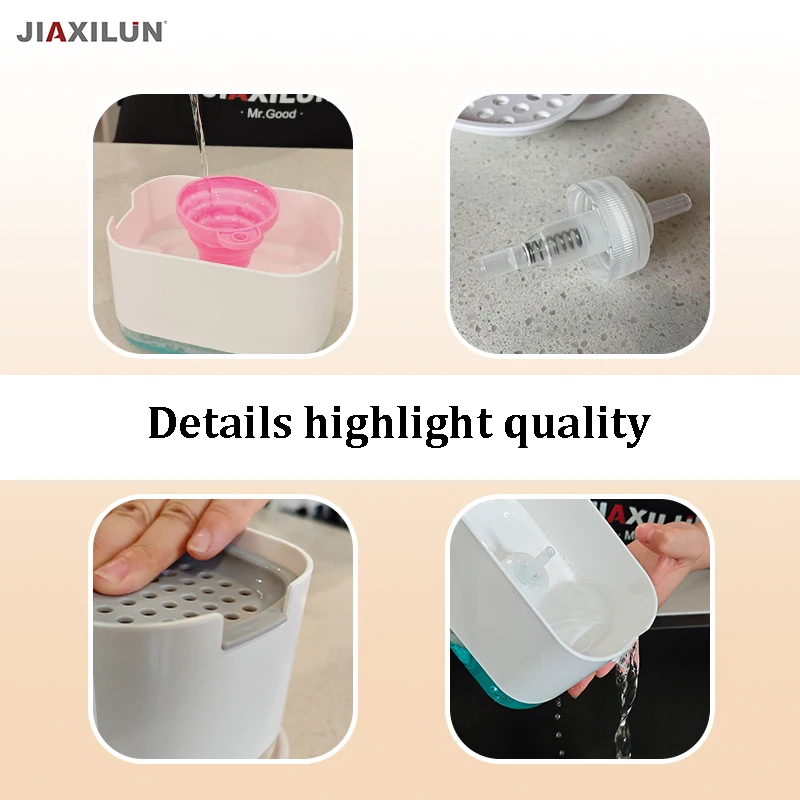 Updated New Kitchen Dishes Washing Soap Dispenser with Sponge Holder and Extra Organizer 2024 Hot Product Liquid Soap Dispenser