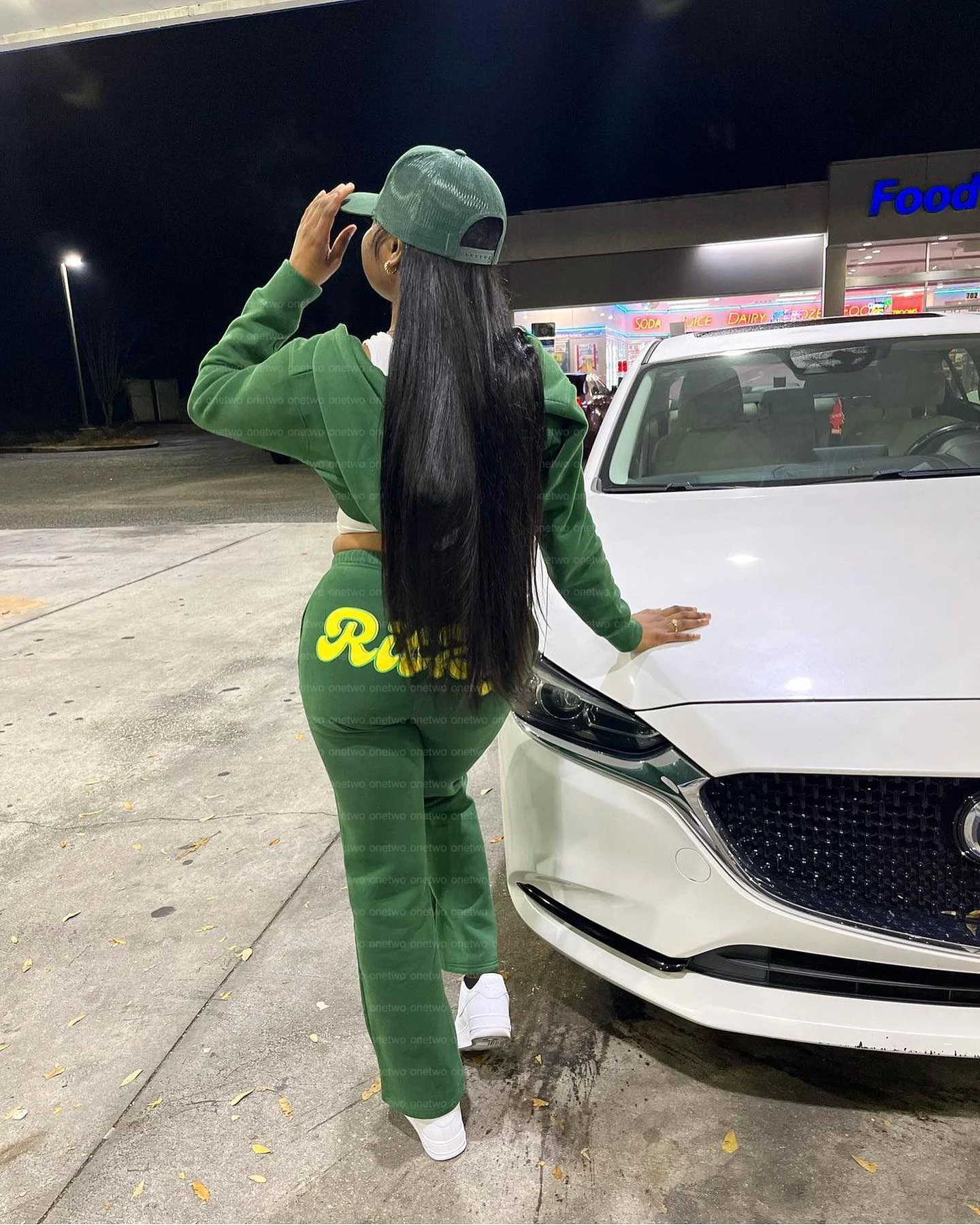 Wt Custom Y2k Cropped Hoodie Set Print Logo Two Piece Matching Zip Up